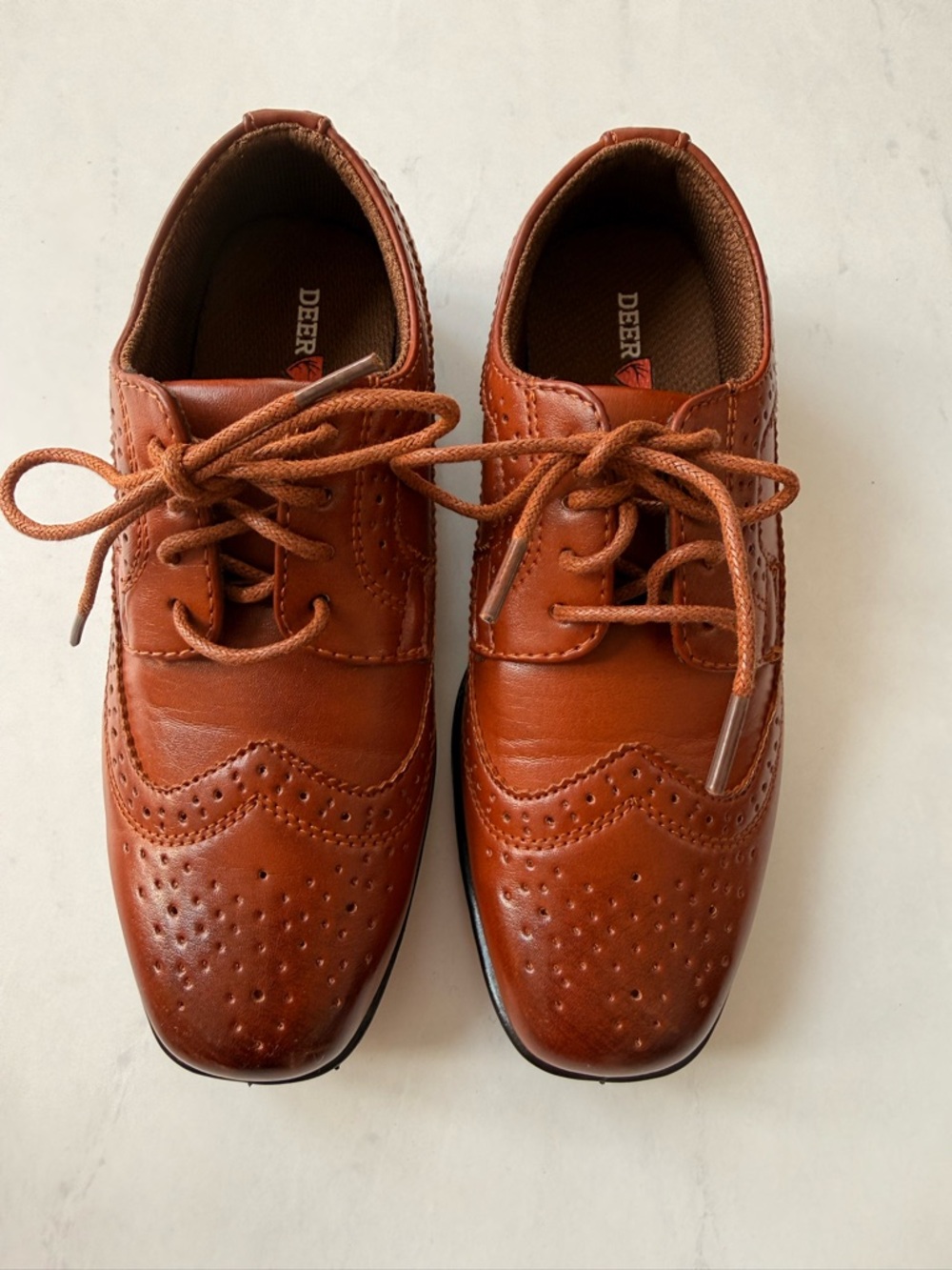 Boys classic brown dress shoes little kids size 13W, Deerstags, classic wingtips